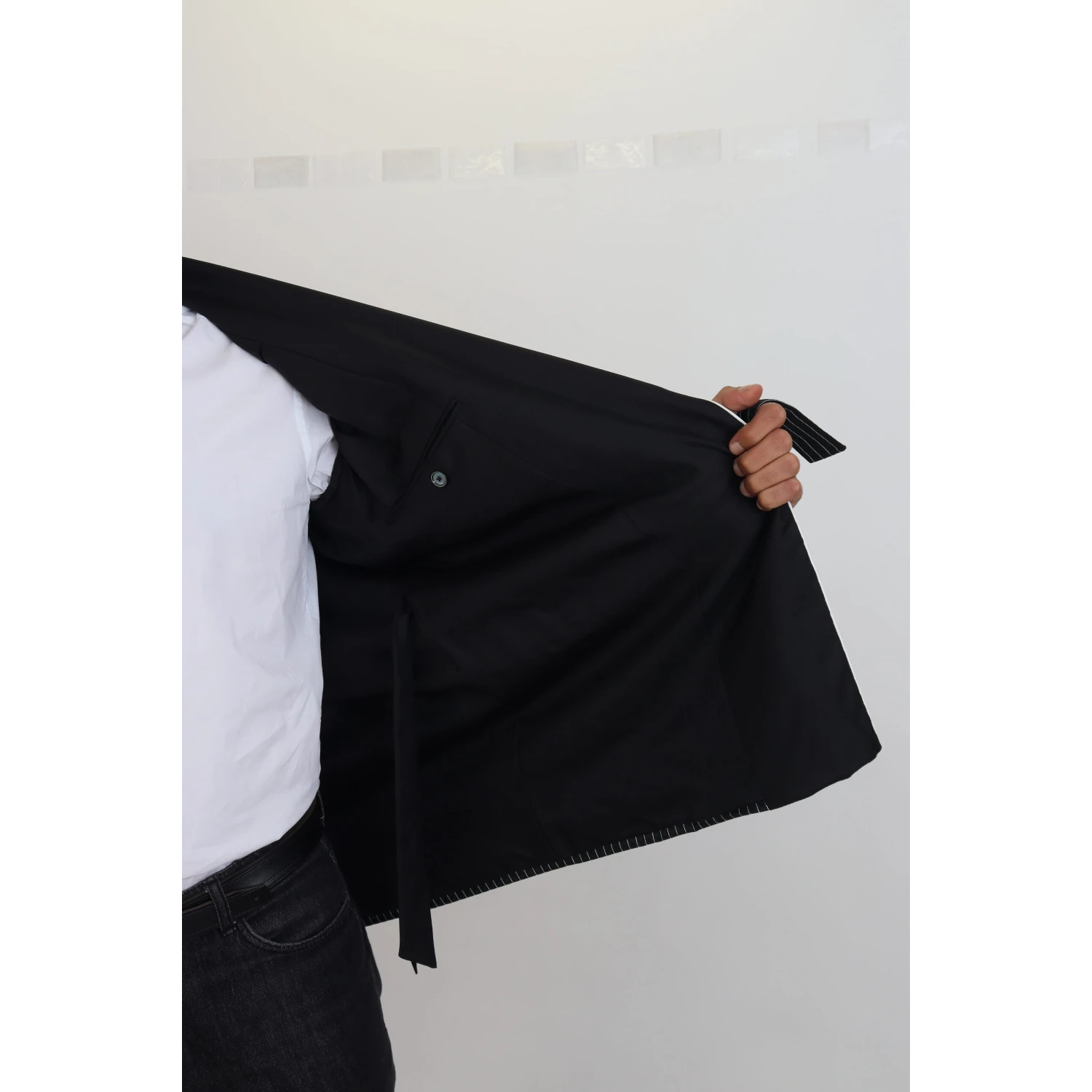 Black Robe Striped DG Patch Jacket Men Blazer