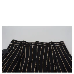 Black Beige Striped Cotton Stretch Pants