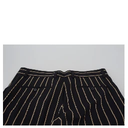 Black Beige Striped Cotton Stretch Pants