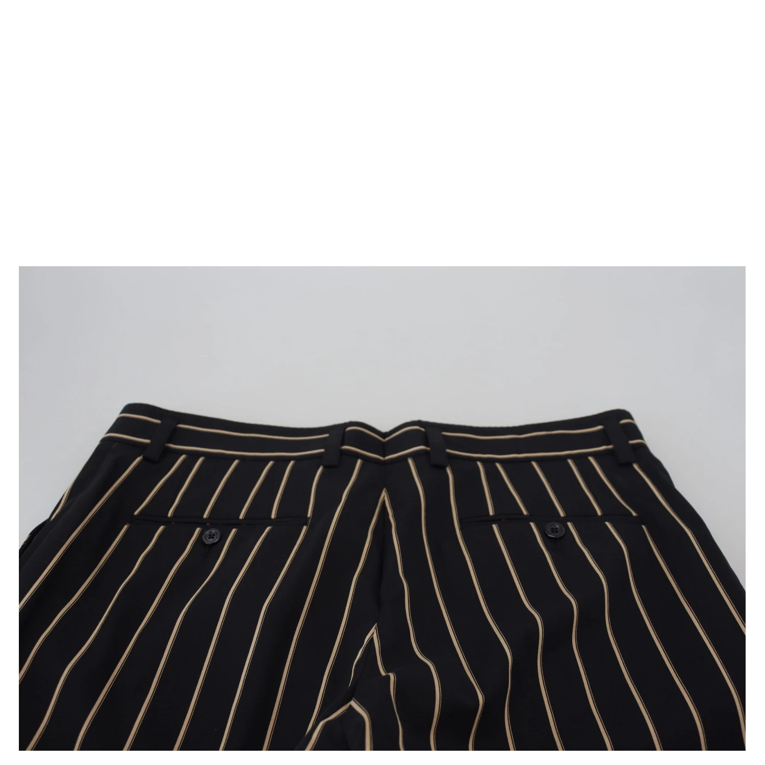 Black Beige Striped Cotton Stretch Pants