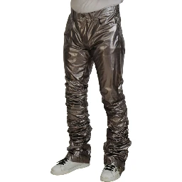Silver Metallic Nylon Stretch Pants