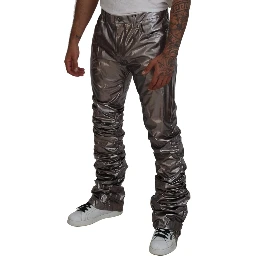 Silver Metallic Nylon Stretch Pants