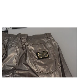 Silver Metallic Nylon Stretch Pants