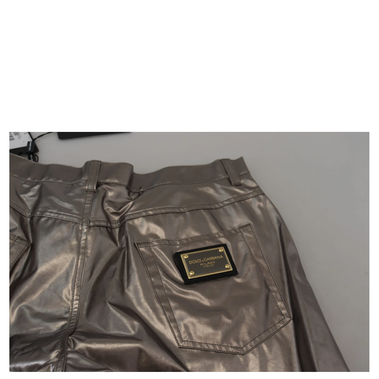 Silver Metallic Nylon Stretch Pants