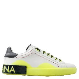 White Yellow Portofino Leather Sneakers Shoes