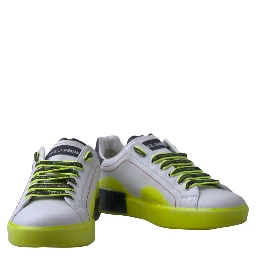 White Yellow Portofino Leather Sneakers Shoes