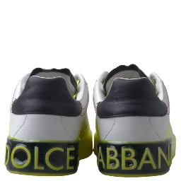 White Yellow Portofino Leather Sneakers Shoes