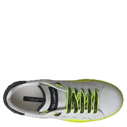 White Yellow Portofino Leather Sneakers Shoes