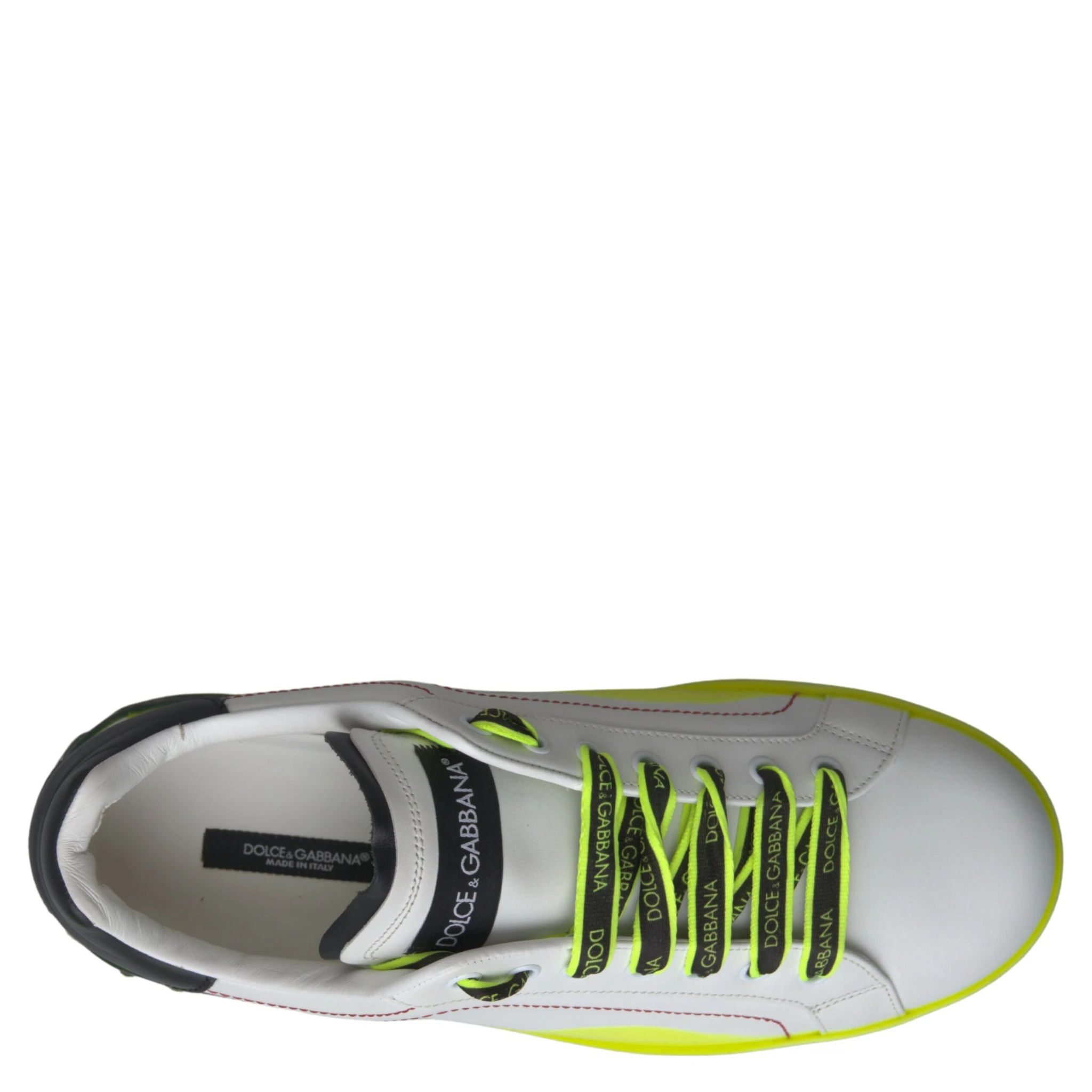 White Yellow Portofino Leather Sneakers Shoes