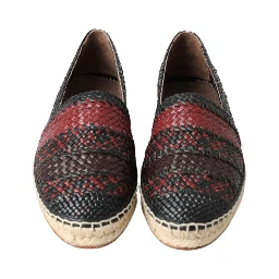 Black Bordeaux Buffalo Leather Espadrille Shoes