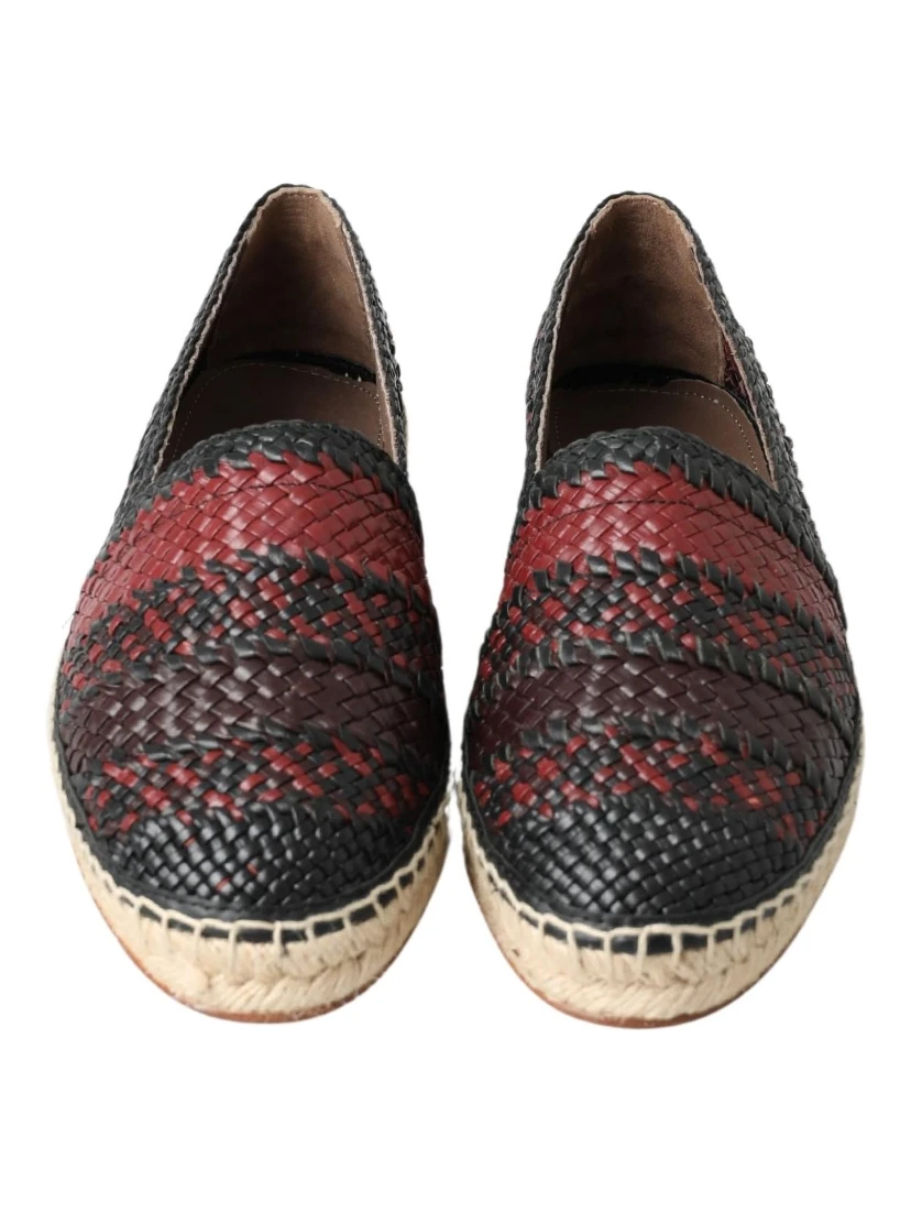 Black Bordeaux Buffalo Leather Espadrille Shoes