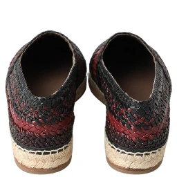 Black Bordeaux Buffalo Leather Espadrille Shoes