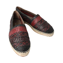 Black Bordeaux Buffalo Leather Espadrille Shoes