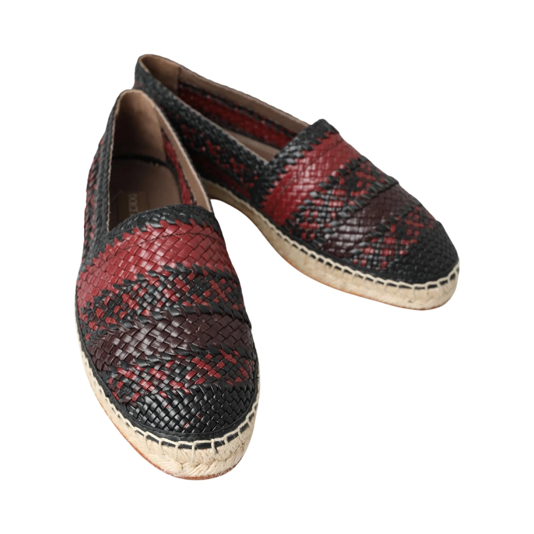 Black Bordeaux Buffalo Leather Espadrille Shoes
