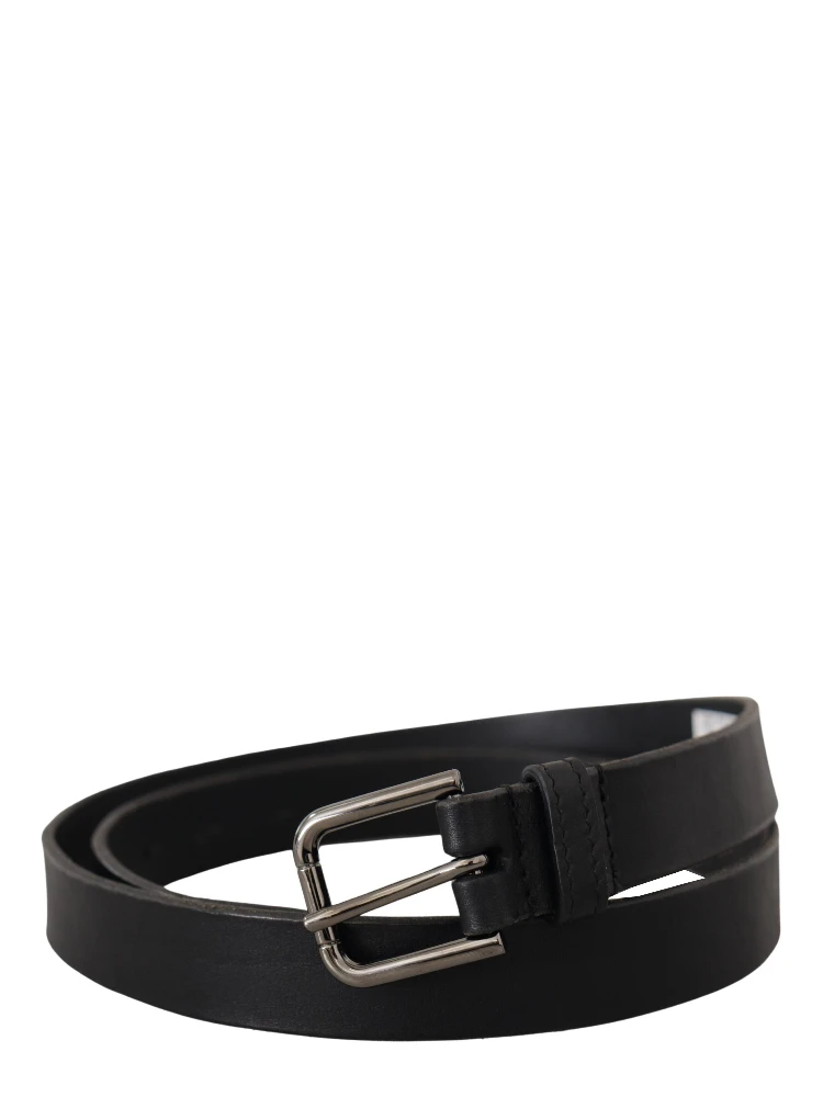 Black Calf Leather Logo Engraved Metal Buckle Belt alternative