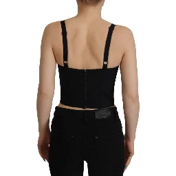 Black Patchwork Sicily Blouse Corset Cropped Top