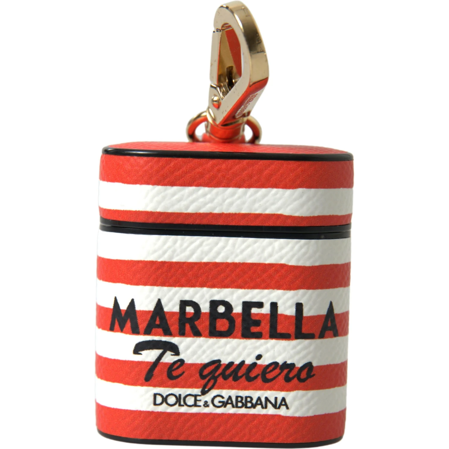 Orange Stripe Dauphine Leather Logo Strap Airpod Case