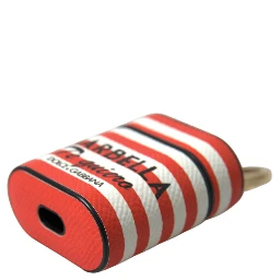 Orange Stripe Dauphine Leather Logo Strap Airpod Case