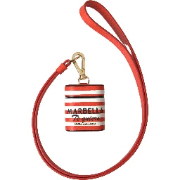 Orange Stripe Dauphine Leather Logo Strap Airpod Case