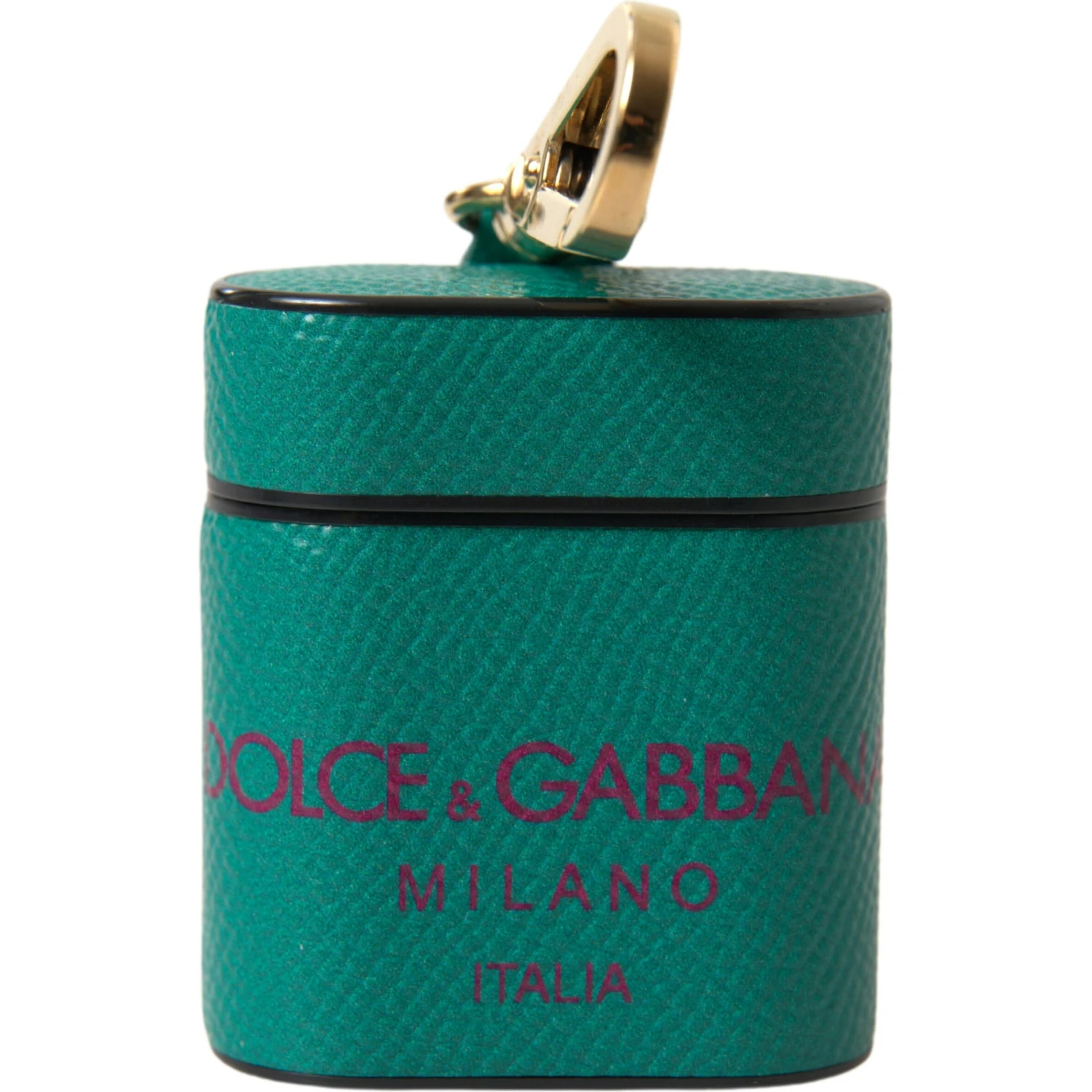 Green Maroon Calf Leather Logo Print Strap Airpods Case