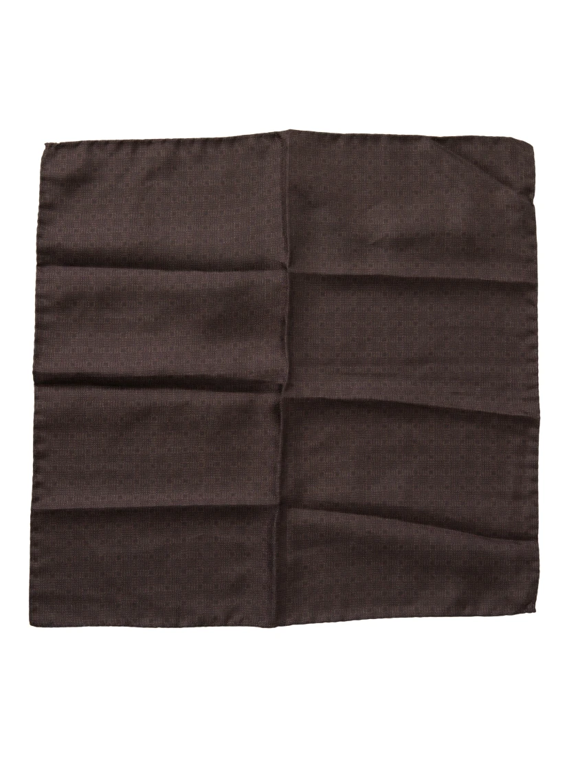 Brown Patterned Silk Square Handkerchief Scarf