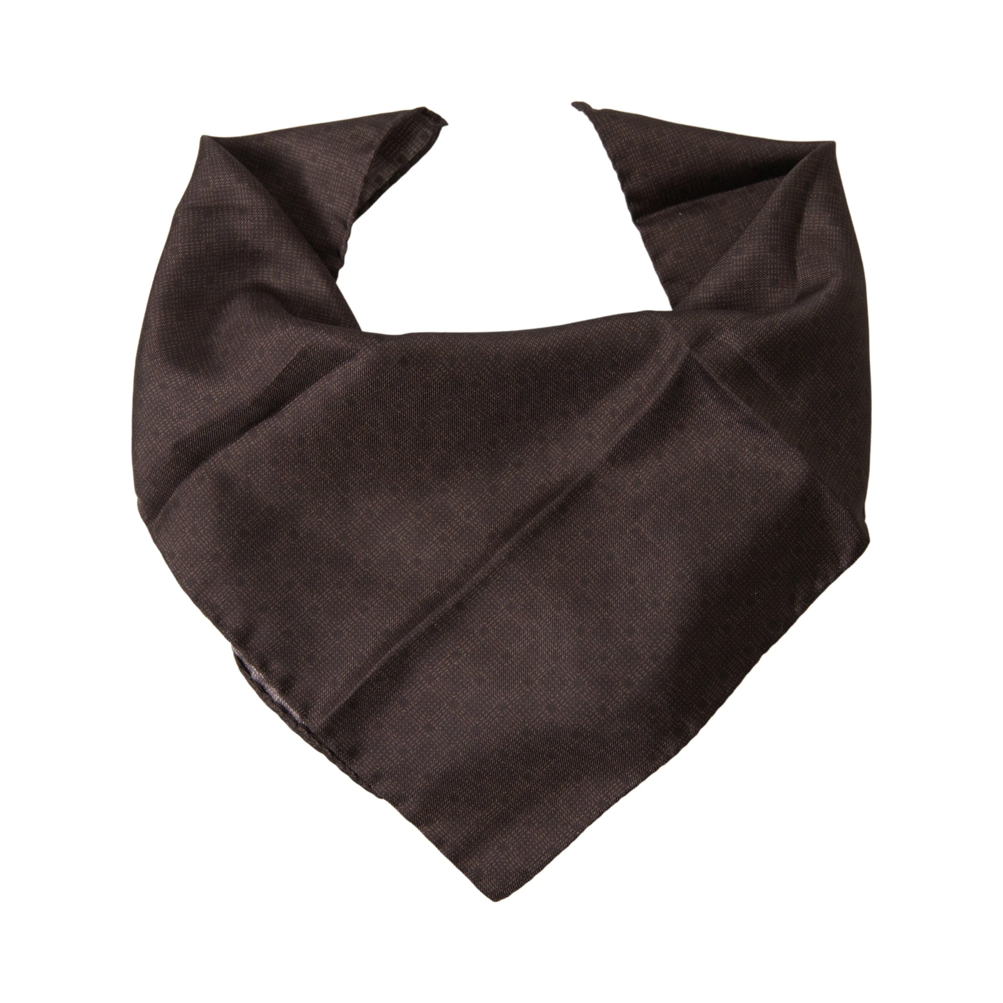 Brown Patterned Silk Square Handkerchief Scarf