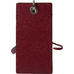 Red Leather Lanyard Logo Slim Card Holder Men Wallet