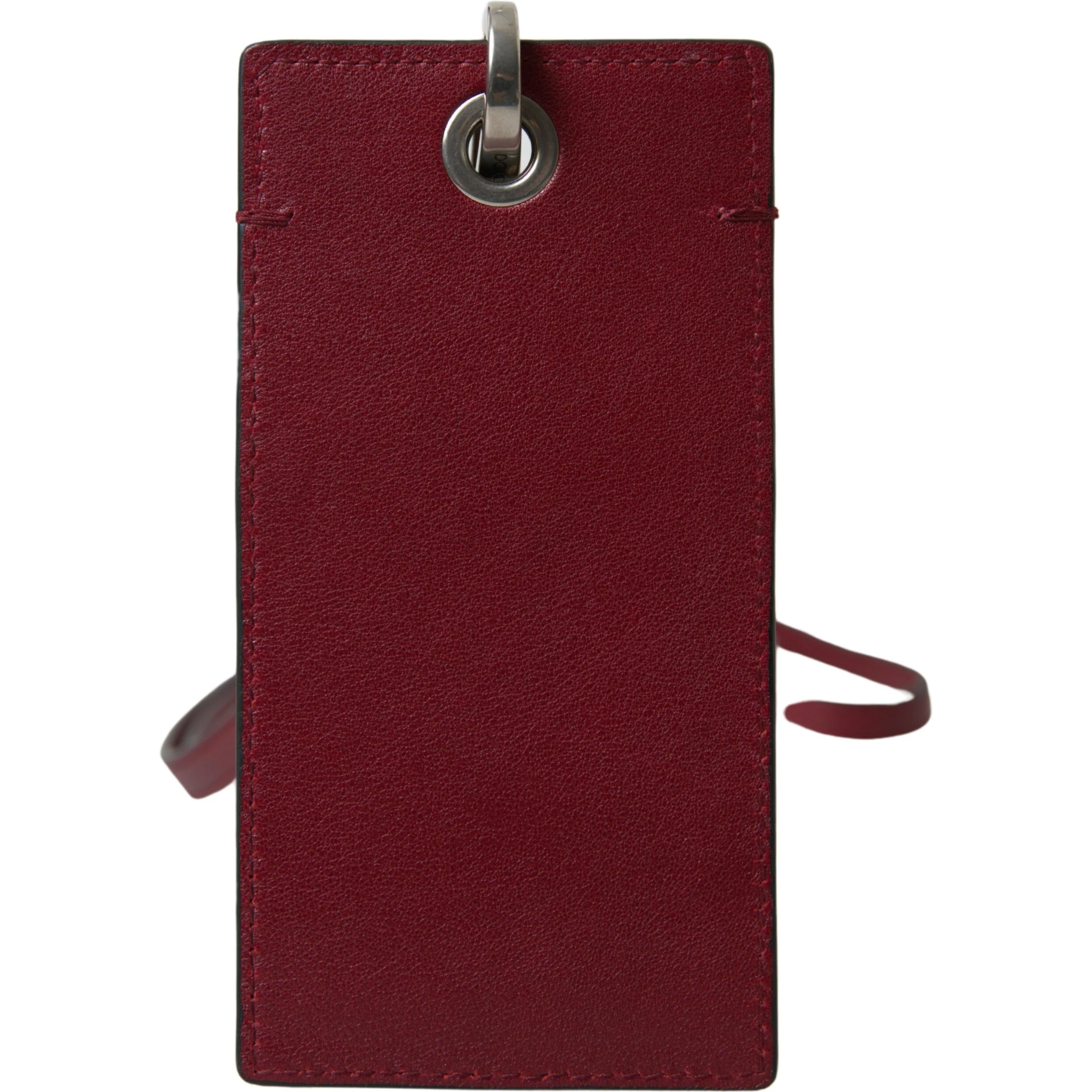 Red Leather Lanyard Logo Slim Card Holder Men Wallet