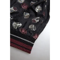 Black Ring Print Silk Crewneck Sweater
