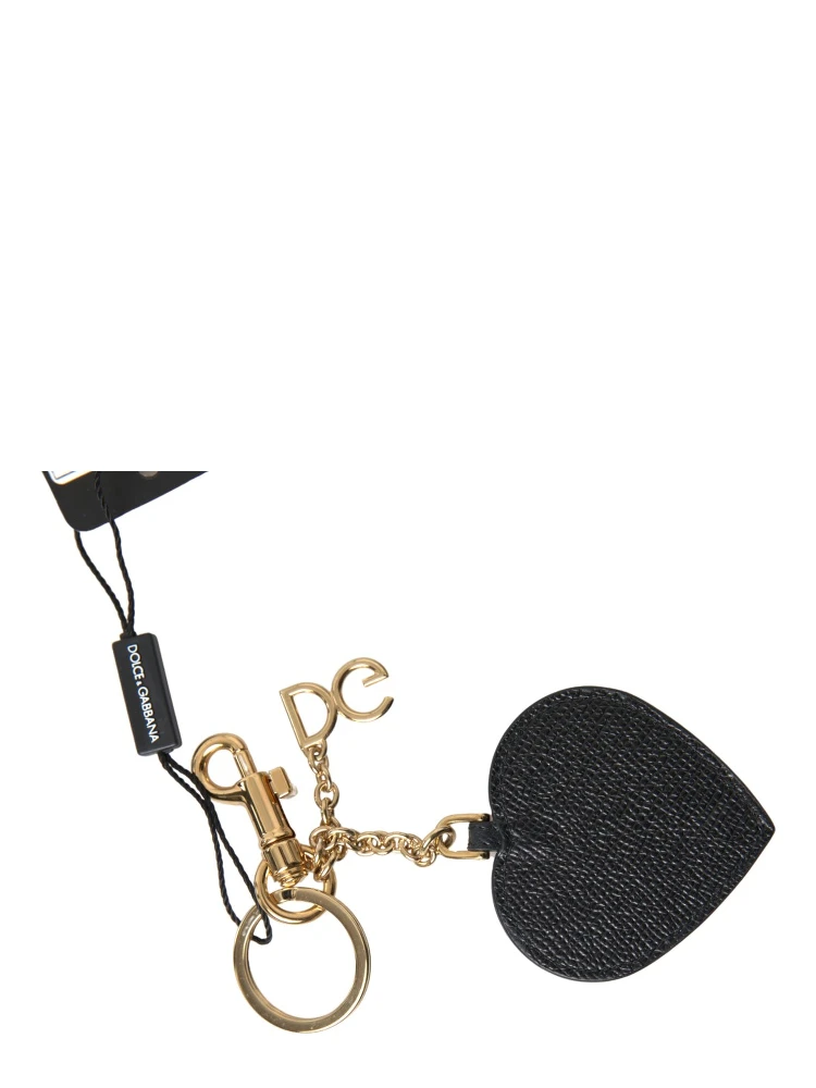 Black Fuchsia Heart Leather Gold Metal Keyring Keychain alternative