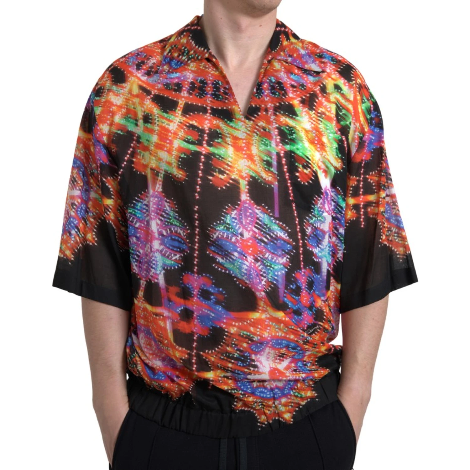 Multicolor Luminarie Print Men Cotton Shirt
