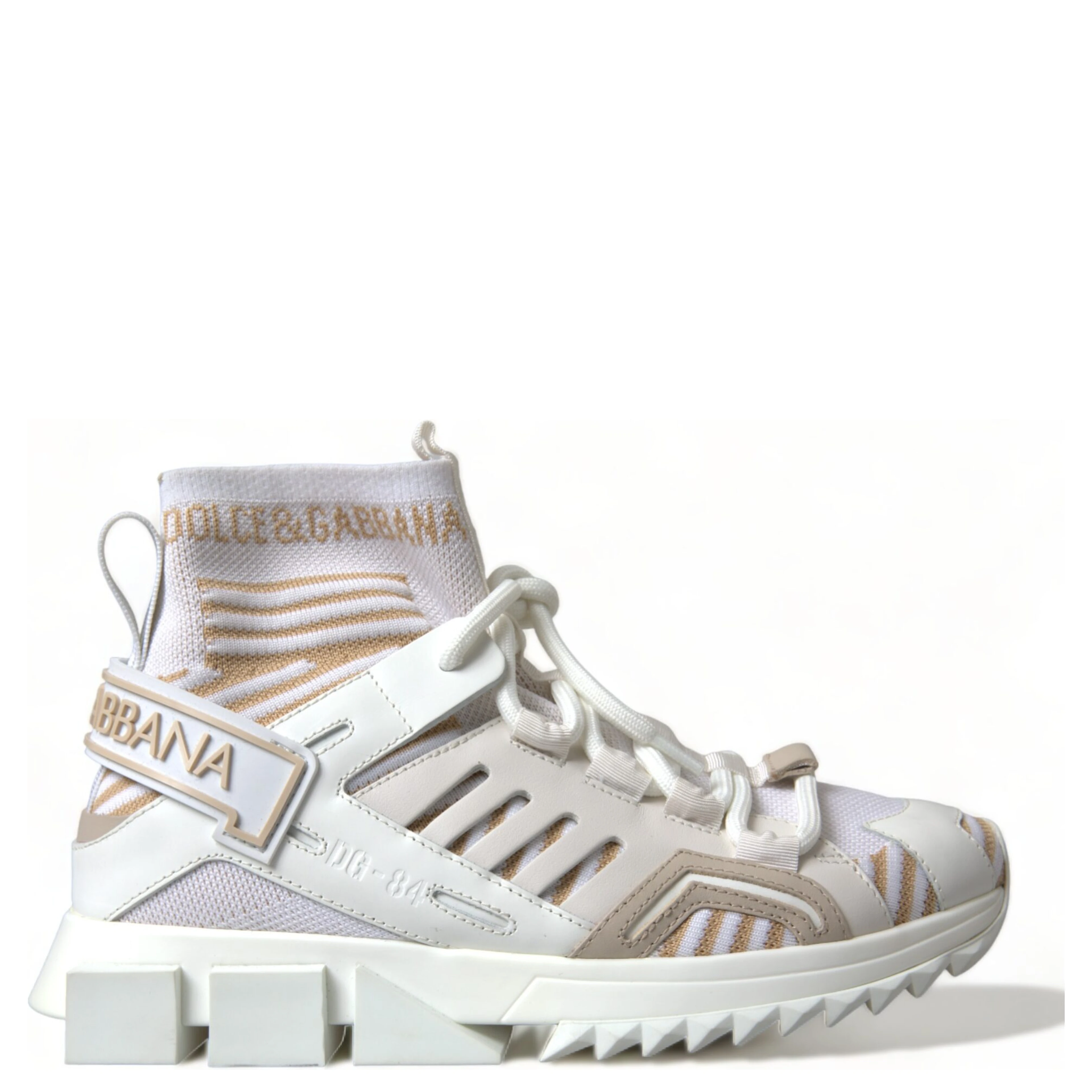 White Beige Sorrento Socks Sneakers Shoes