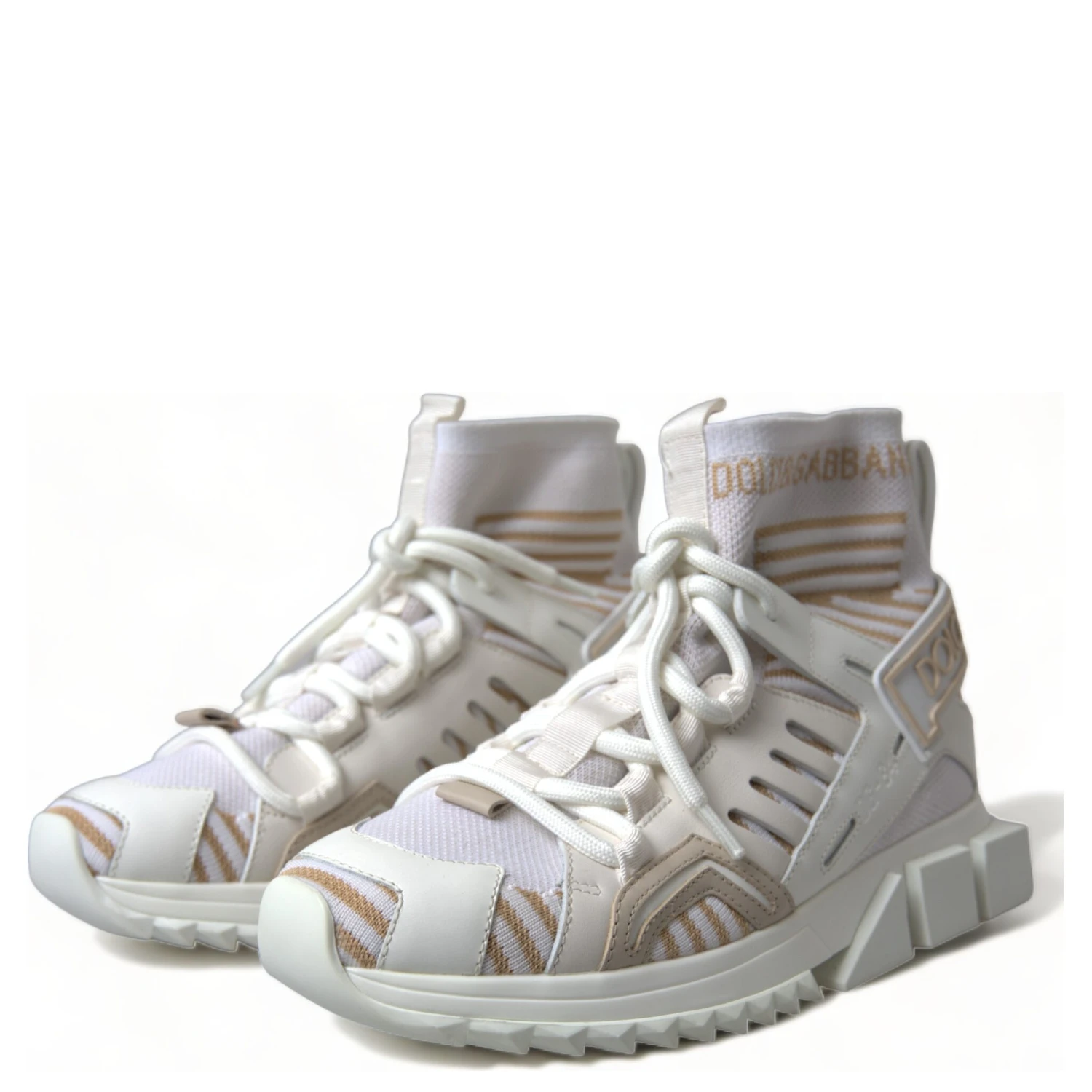White Beige Sorrento Socks Sneakers Shoes