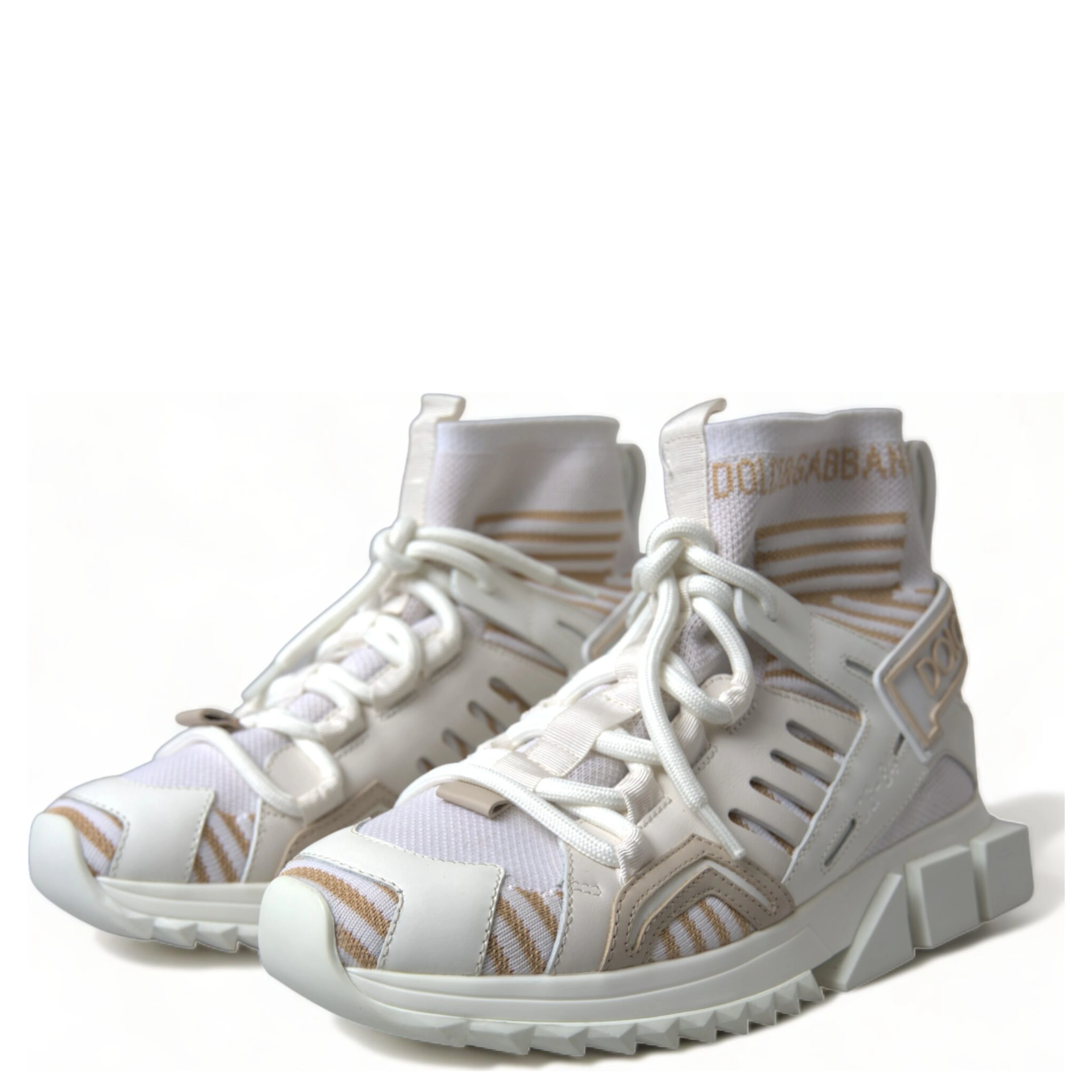 White Beige Sorrento Socks Sneakers Shoes