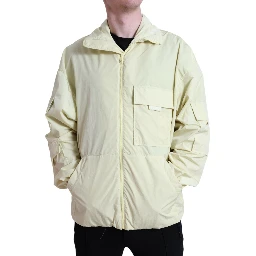 Yellow Nylon Collared Full Zip Parka Jacket
