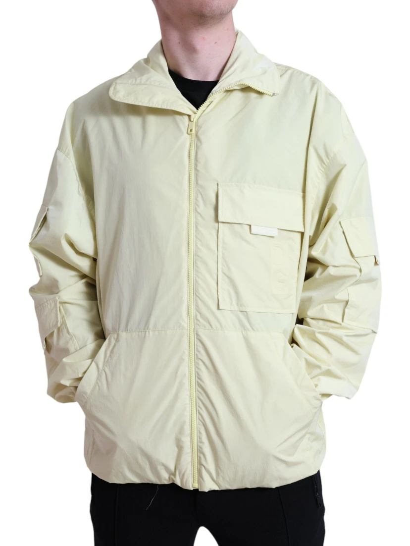 Yellow Nylon Collared Full Zip Parka Jacket