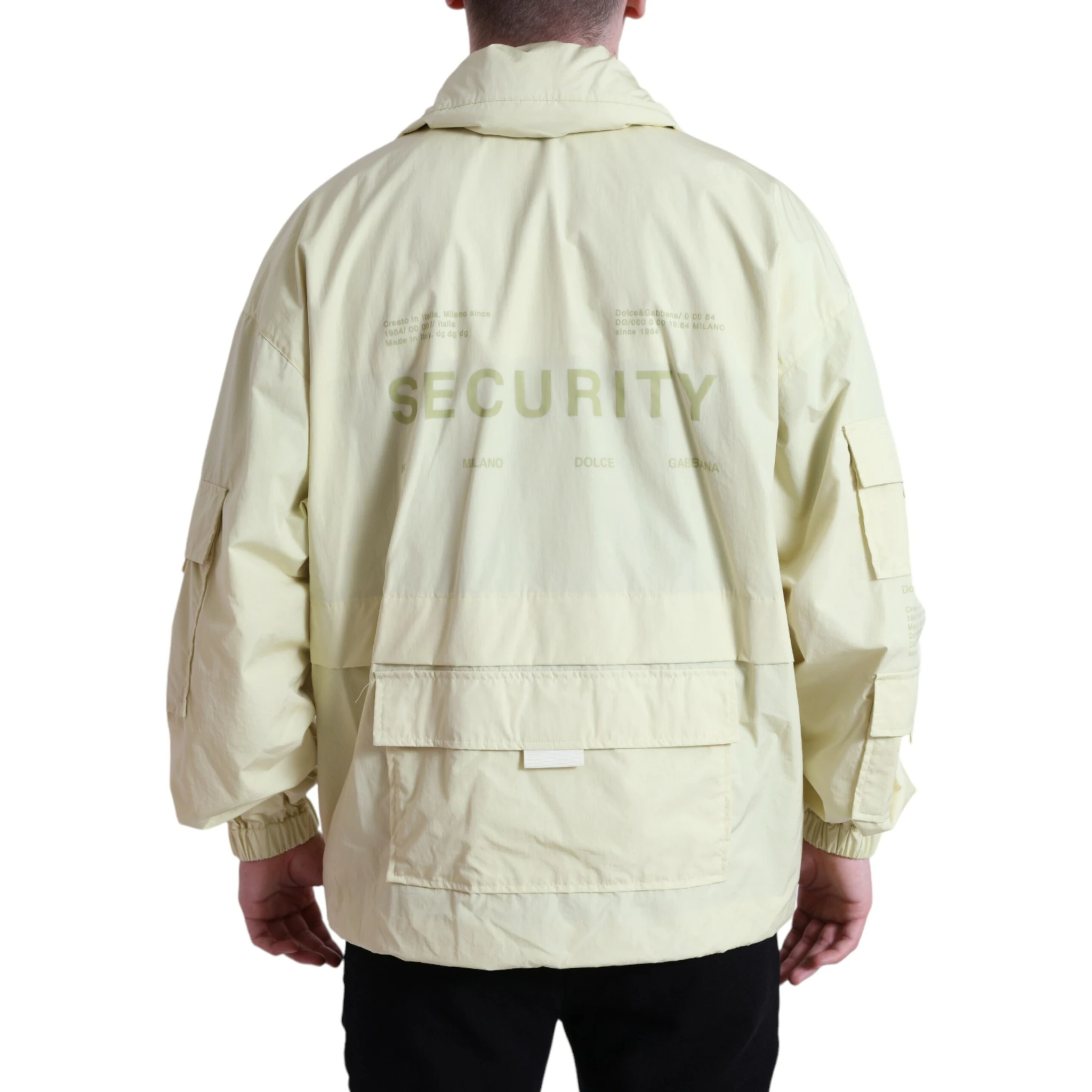 Yellow Nylon Collared Full Zip Parka Jacket