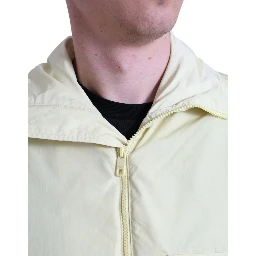 Yellow Nylon Collared Full Zip Parka Jacket