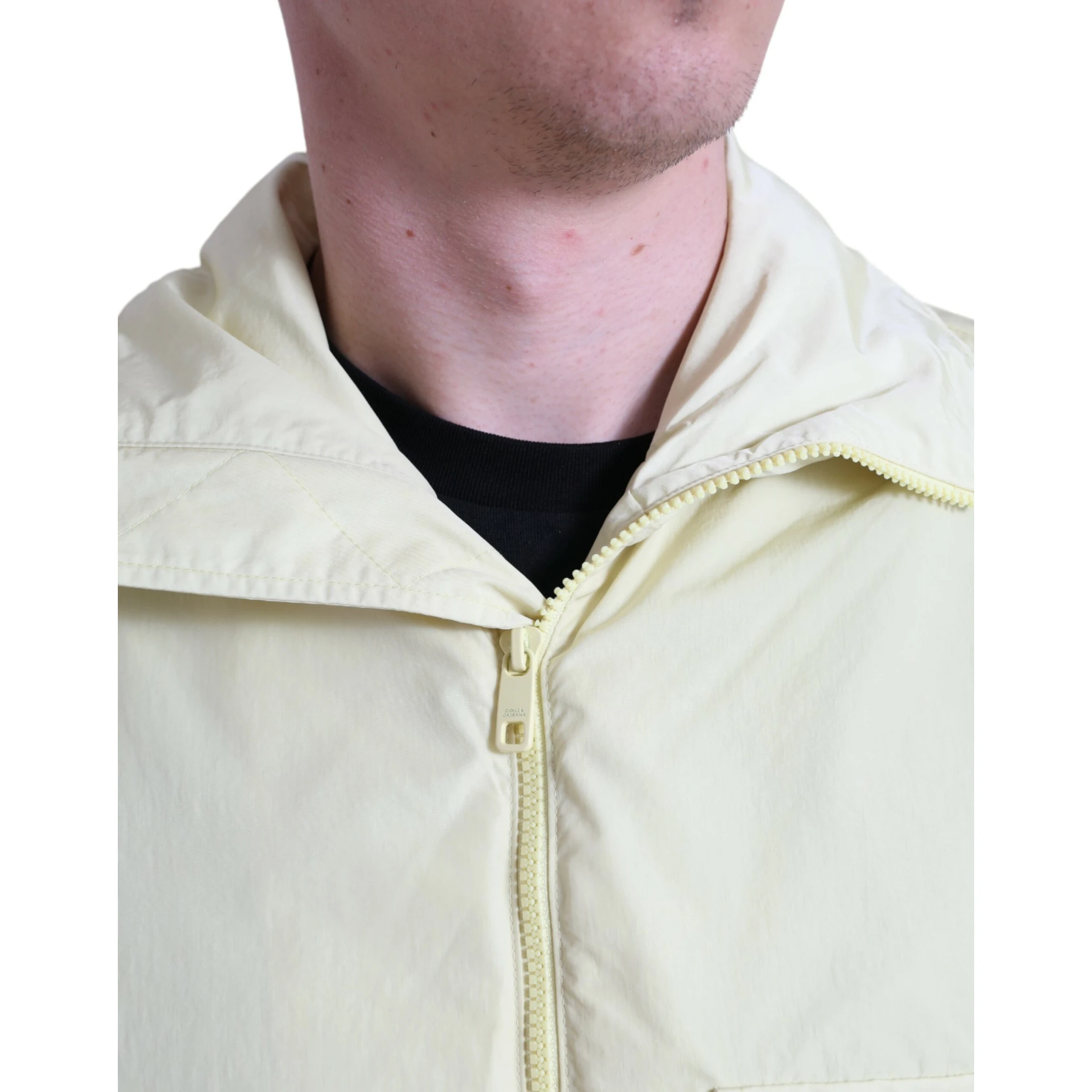 Yellow Nylon Collared Full Zip Parka Jacket