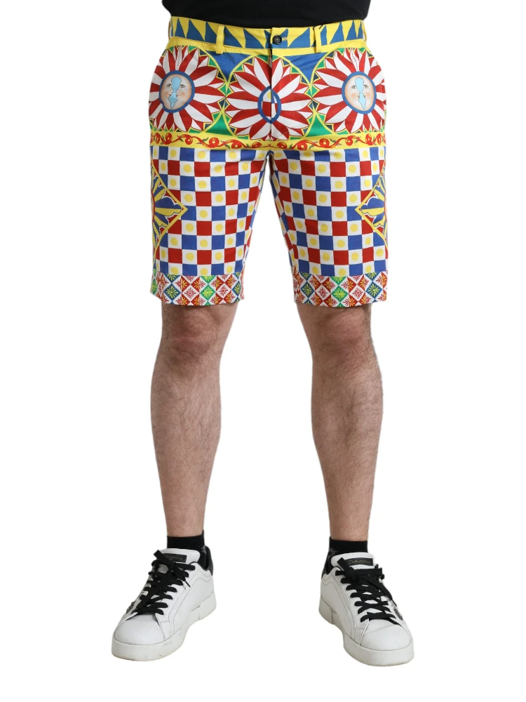 Multicolor Carretto Print Men Bermuda Shorts