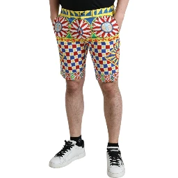 Multicolor Carretto Print Men Bermuda Shorts
