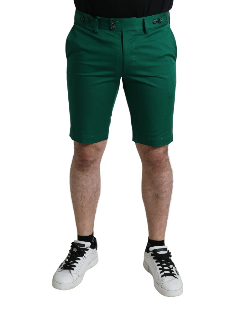 Deep Green Cotton Stretch Men Bermuda Shorts
