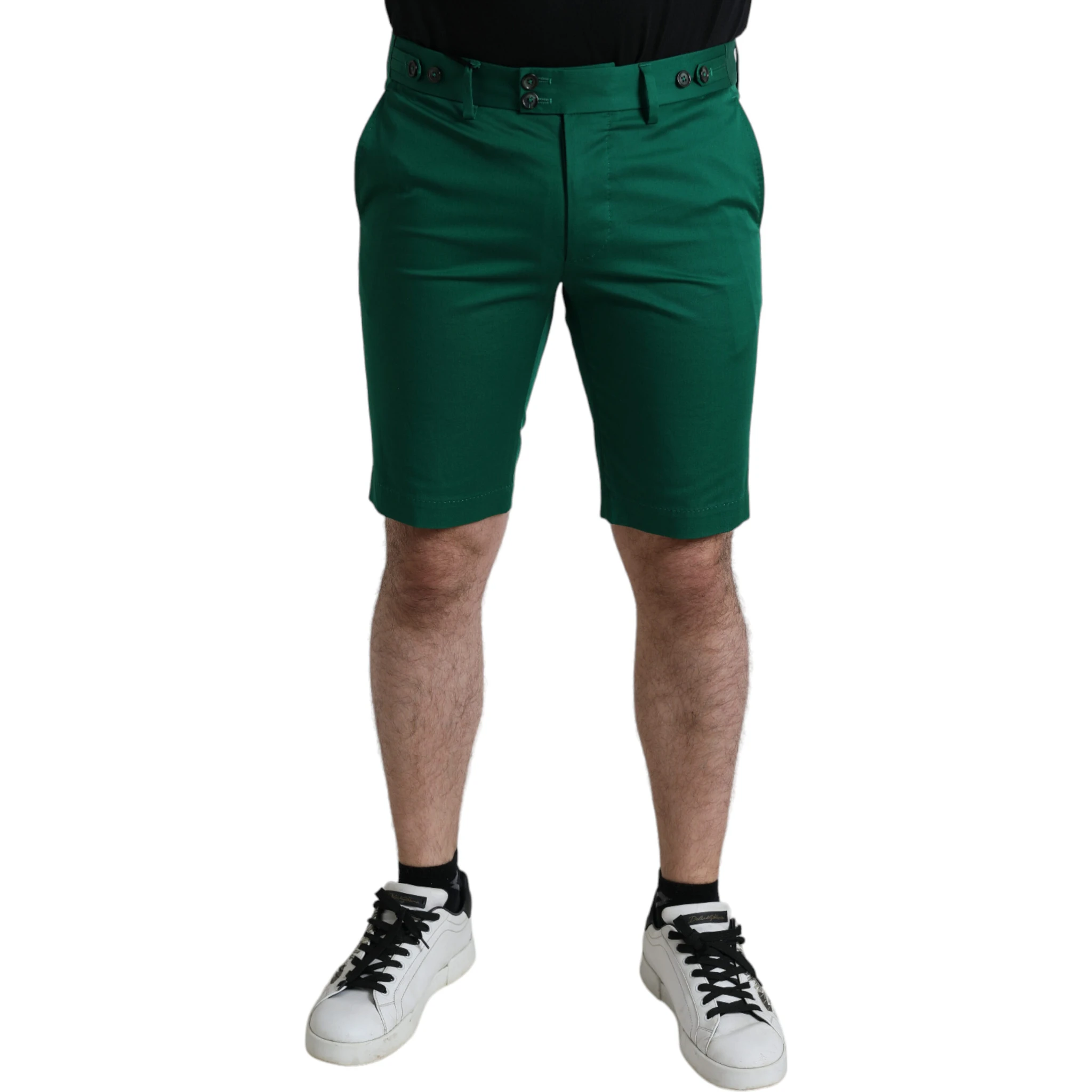 Deep Green Cotton Stretch Men Bermuda Shorts
