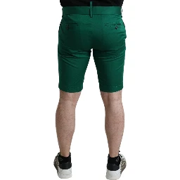 Deep Green Cotton Stretch Men Bermuda Shorts