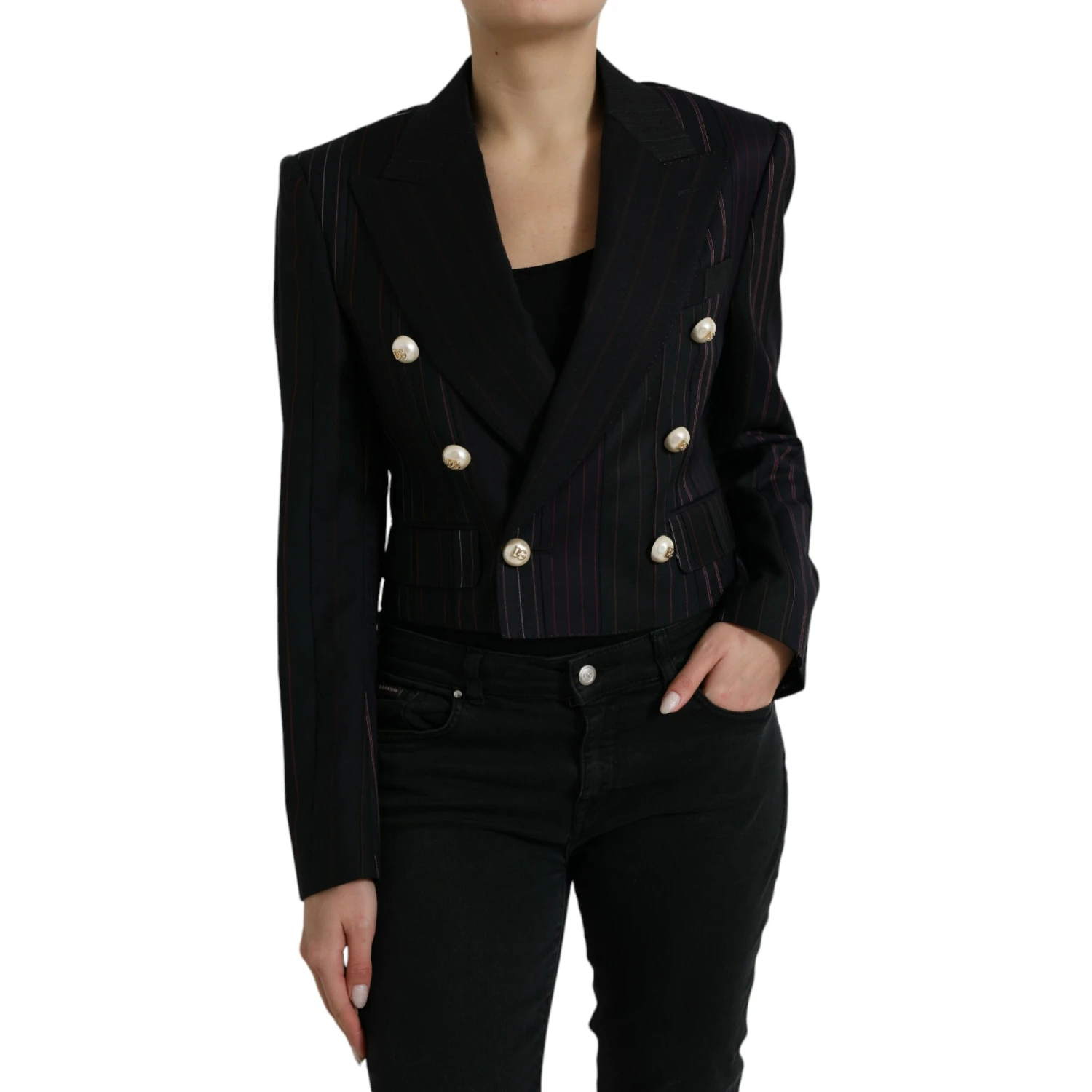 Black Striped SICILIA Double Breasted Jacket