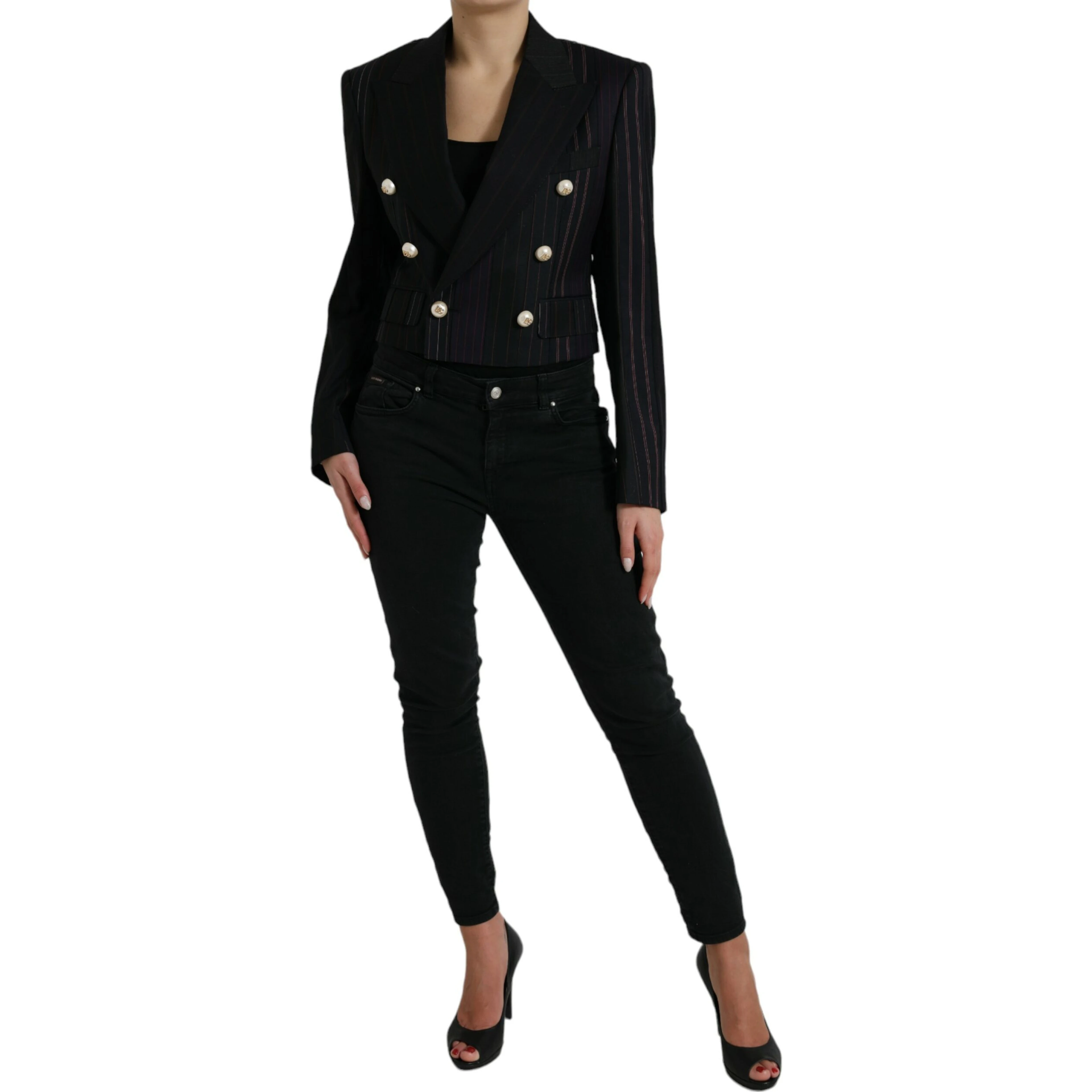 Black Striped SICILIA Double Breasted Jacket
