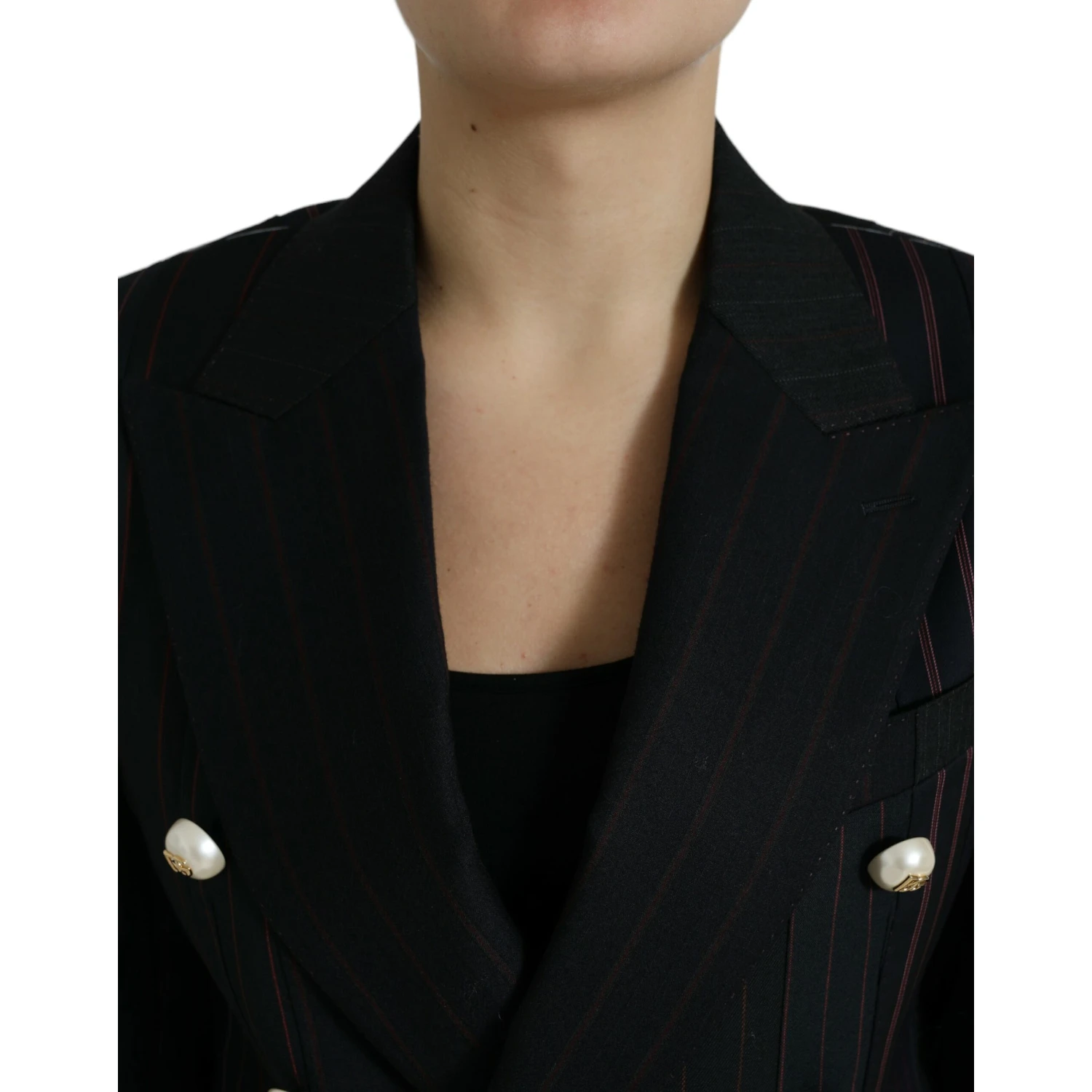 Black Striped SICILIA Double Breasted Jacket