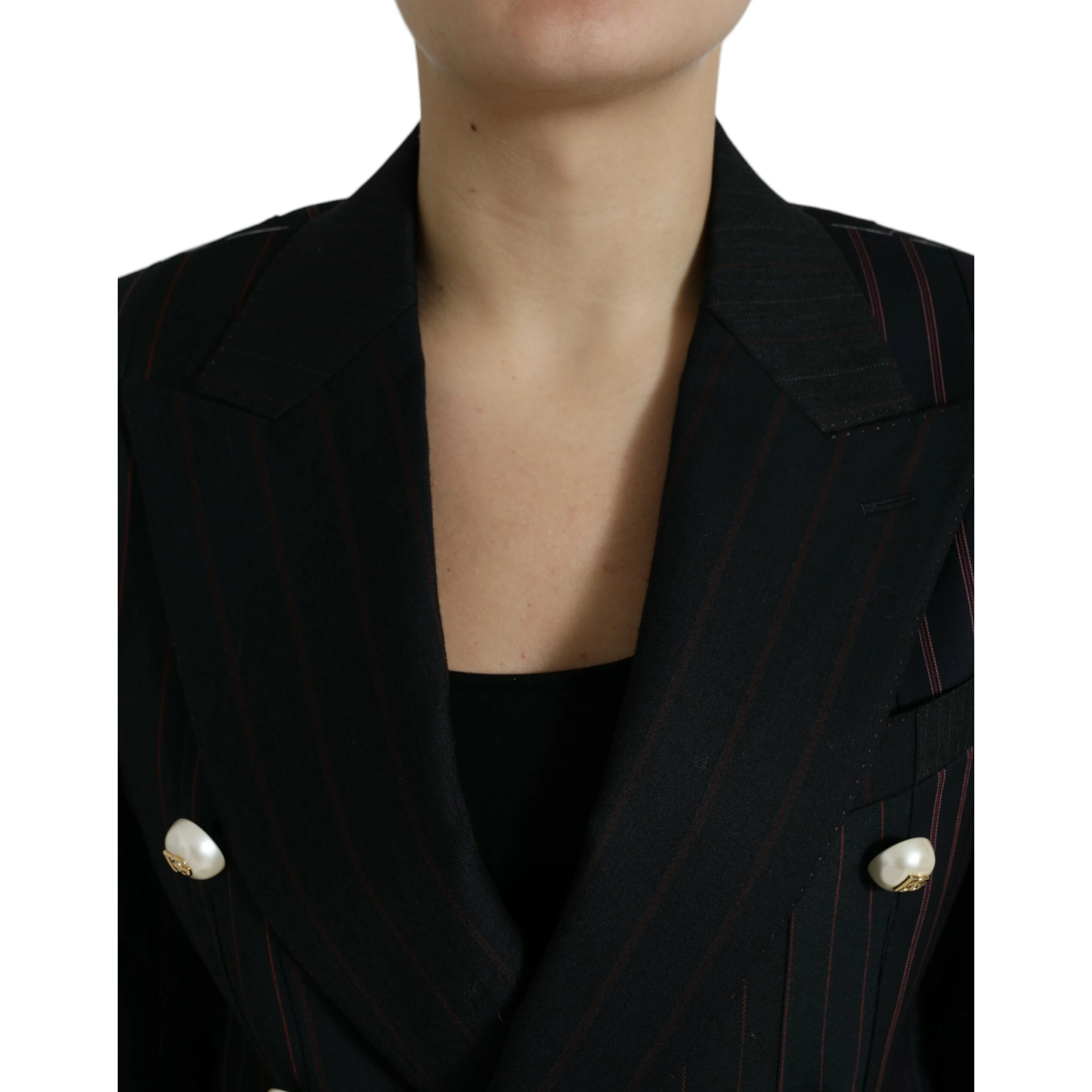 Black Striped SICILIA Double Breasted Jacket