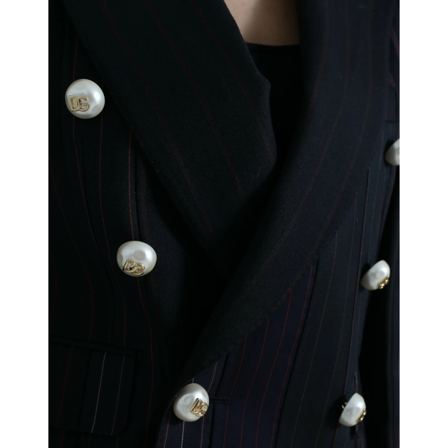 Black Striped SICILIA Double Breasted Jacket