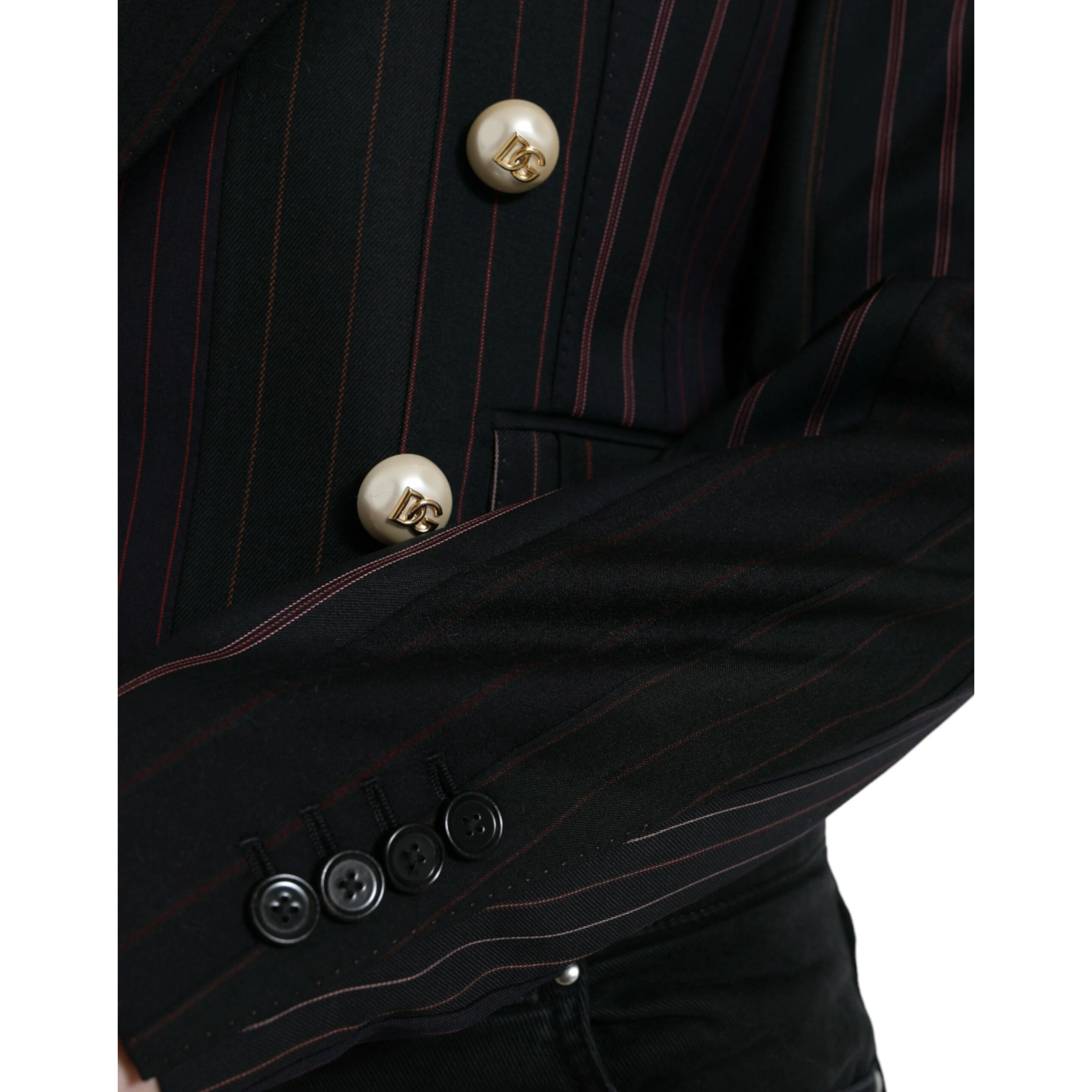 Black Striped SICILIA Double Breasted Jacket
